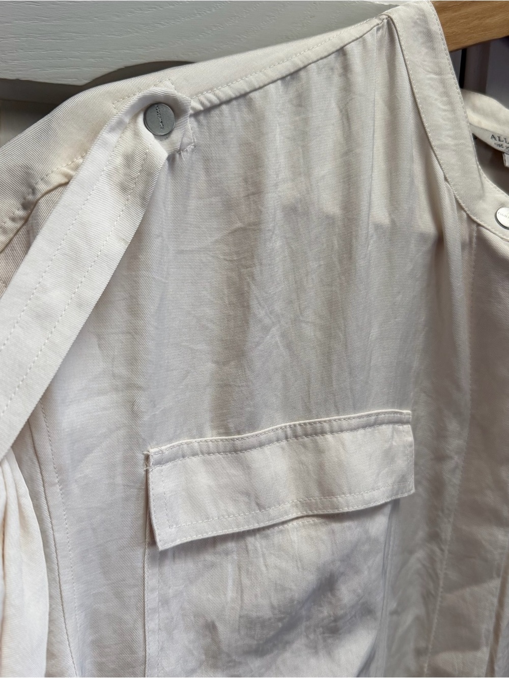 AllSaints Luciana Satin Utility Midi Dress in Ivory size 6 - Picture 7 of 10